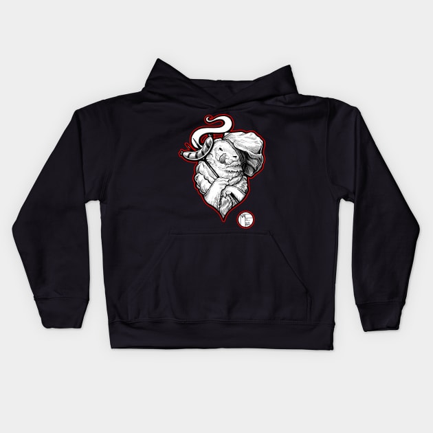 Ferret Chef Ferret - Red Outlined Version Kids Hoodie by Nat Ewert Art